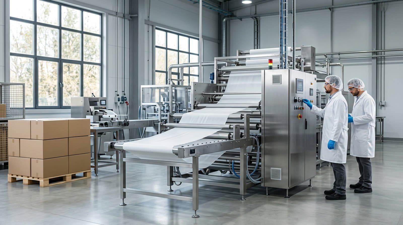Interior of the Benelisse laundry sheet manufacturing facility